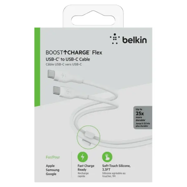 Belkin BOOSTCHARGE Flex USB-C to Usb-C Cable |  1M | White